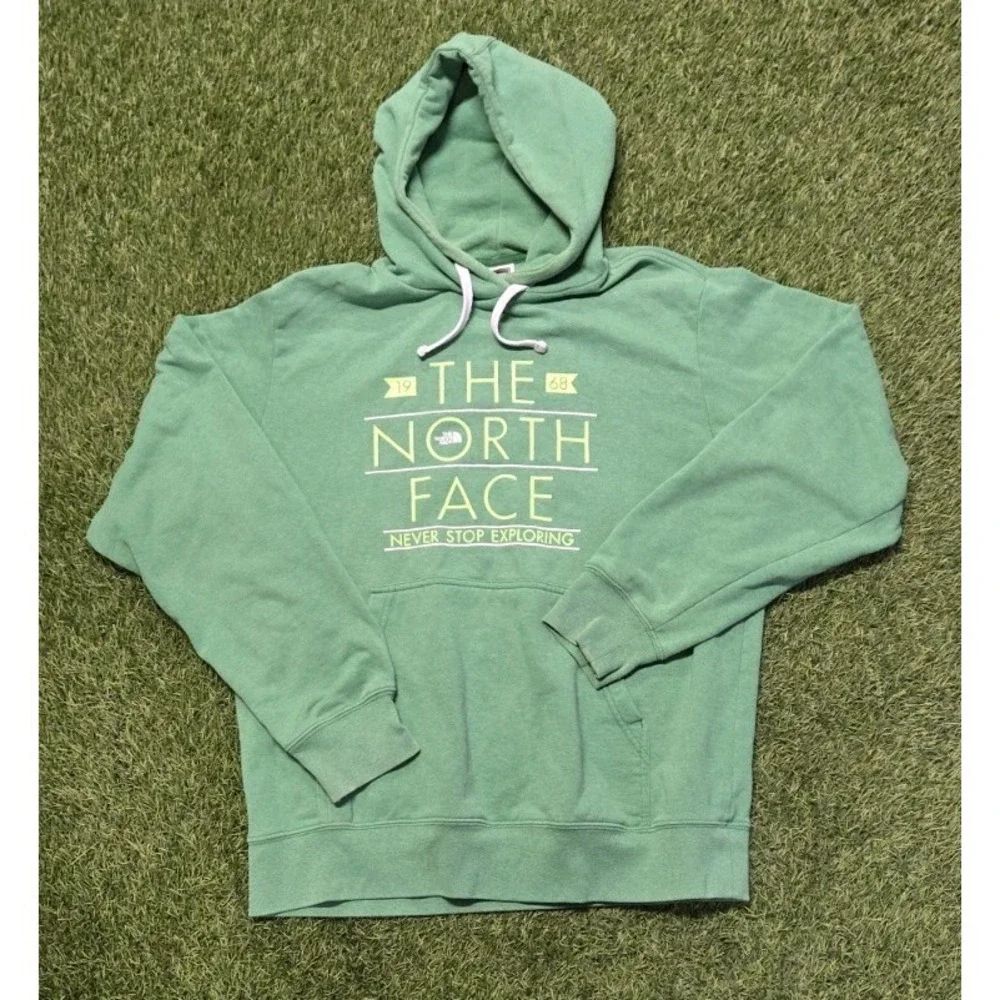 The North Face Men's Large Green Graphic Pullover Hoodie Never Stop Exploring L